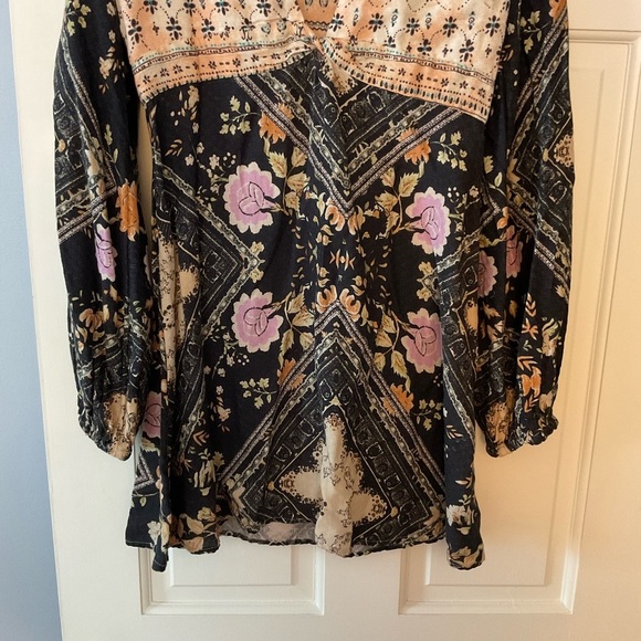 Free People Descanso Mini Dress Brown Floral Size S NWT Boho Hippie Peasant - Picture 8 of 12